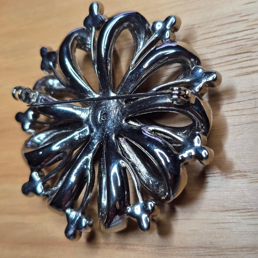 Vintage Liz Claiborne Brooch Rhinestone Aurora Boreales Sunburst 2" Pin FLAW - Picture 9 of 14